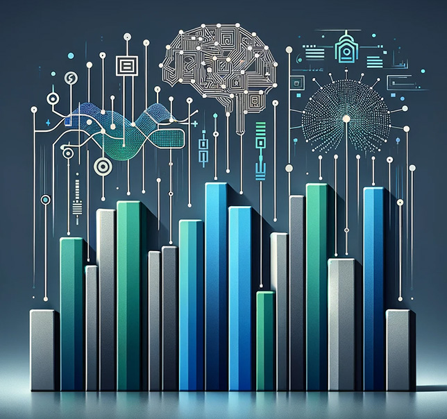 bar graph where each bar morphs into an AI symbol